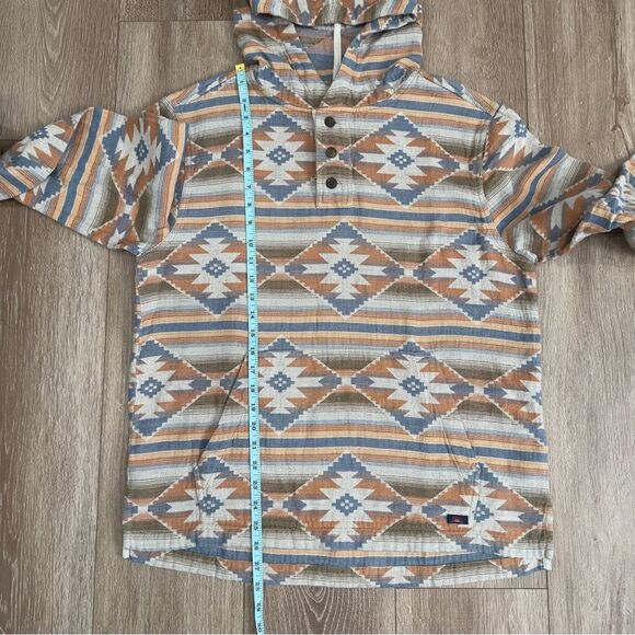 Faherty RARE Doug Good Feather Aztec Tribal Organic Cotton Poncho Hoodie Mens M - Picture 11 of 14